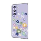 For Samsung Galaxy S22 5G Fresh Painted Leather Phone Case(Purple Floral) - 3