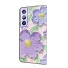 For Samsung Galaxy S22 5G Fresh Painted Leather Phone Case(Oil Painting Purple Flowers) - 3