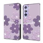 For Samsung Galaxy S22+ 5G Fresh Painted Leather Phone Case(Dark Purple Flowers) - 1