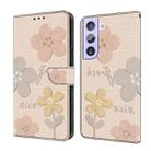 For Samsung Galaxy S22+ 5G Fresh Painted Leather Phone Case(Beige Flowers) - 1