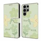 For Samsung Galaxy S22 Ultra 5G Fresh Painted Leather Phone Case(Fresh Flowers) - 1