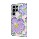 For Samsung Galaxy S22 Ultra 5G Fresh Painted Leather Phone Case(Oil Painting Purple Flowers) - 3