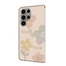 For Samsung Galaxy S22 Ultra 5G Fresh Painted Leather Phone Case(Beige Flowers) - 3