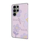 For Samsung Galaxy S22 Ultra 5G Fresh Painted Leather Phone Case(Small Lilac Flowers) - 3