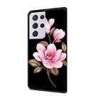 For Samsung Galaxy S21 Ultra 5G Fresh Painted Leather Phone Case(Black Flowers) - 3