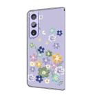 For Samsung Galaxy S21 5G Fresh Painted Leather Phone Case(Purple Floral) - 3