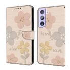 For Samsung Galaxy S21+ 5G Fresh Painted Leather Phone Case(Beige Flowers) - 1