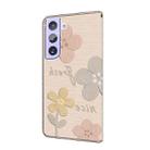 For Samsung Galaxy S21+ 5G Fresh Painted Leather Phone Case(Beige Flowers) - 3