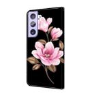 For Samsung Galaxy S21+ 5G Fresh Painted Leather Phone Case(Black Flowers) - 3
