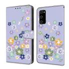 For Samsung Galaxy S20 FE Fresh Painted Leather Phone Case(Purple Floral) - 1