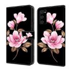 For Samsung Galaxy S20 FE Fresh Painted Leather Phone Case(Black Flowers) - 1