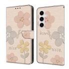 For Samsung Galaxy A34 5G Fresh Painted Leather Phone Case(Beige Flowers) - 1
