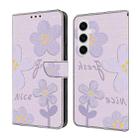 For Samsung Galaxy A16 5G Fresh Painted Leather Phone Case(Small Lilac Flowers) - 1