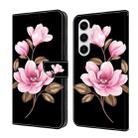 For Samsung Galaxy A25 5G Fresh Painted Leather Phone Case(Black Flowers) - 1