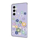 For Samsung Galaxy A15 5G Fresh Painted Leather Phone Case(Purple Floral) - 3