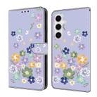 For Samsung Galaxy A14 4G / 5G Fresh Painted Leather Phone Case(Purple Floral) - 1