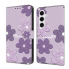 For Samsung Galaxy A55 5G Fresh Painted Leather Phone Case(Dark Purple Flowers) - 1