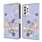 For Samsung Galaxy A13 4G / 5G Fresh Painted Leather Phone Case(Purple Floral) - 1