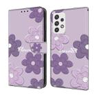 For Samsung Galaxy A23 5G Fresh Painted Leather Phone Case(Dark Purple Flowers) - 1
