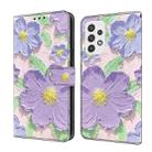 For Samsung Galaxy A33 5G Fresh Painted Leather Phone Case(Oil Painting Purple Flowers) - 1