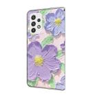 For Samsung Galaxy A32 5G Fresh Painted Leather Phone Case(Oil Painting Purple Flowers) - 3
