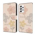 For Samsung Galaxy A32 4G Fresh Painted Leather Phone Case(Beige Flowers) - 1