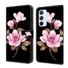 For Samsung Galaxy A54 5G Fresh Painted Leather Phone Case(Black Flowers) - 1