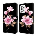 For Samsung Galaxy A53 5G Fresh Painted Leather Phone Case(Black Flowers) - 1