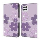 For Samsung Galaxy A22 5G Fresh Painted Leather Phone Case(Dark Purple Flowers) - 1
