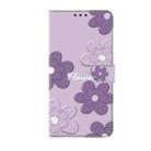 For Samsung Galaxy A22 5G Fresh Painted Leather Phone Case(Dark Purple Flowers) - 2