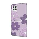 For Samsung Galaxy A22 5G Fresh Painted Leather Phone Case(Dark Purple Flowers) - 3