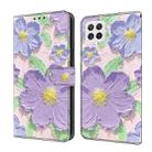 For Samsung Galaxy A22 5G Fresh Painted Leather Phone Case(Oil Painting Purple Flowers) - 1