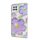 For Samsung Galaxy A22 5G Fresh Painted Leather Phone Case(Oil Painting Purple Flowers) - 3