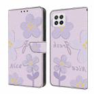 For Samsung Galaxy A22 5G Fresh Painted Leather Phone Case(Small Lilac Flowers) - 1