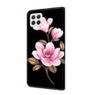 For Samsung Galaxy A22 5G Fresh Painted Leather Phone Case(Black Flowers) - 3