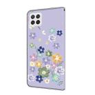 For Samsung Galaxy A22 4G Fresh Painted Leather Phone Case(Purple Floral) - 3