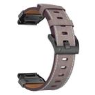 For Garmin 22mm Stainless Steel Quick Release Leather Watch Band(Light Grey) - 3