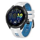 For Garmin Forerunner 965 Two Color Steel Buckle Silicone Watch Band(White Blue) - 1