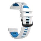 For Garmin Forerunner 965 Two Color Steel Buckle Silicone Watch Band(White Blue) - 2