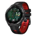 For Garmin Forerunner 965 Two Color Steel Buckle Silicone Watch Band(Black Red) - 1