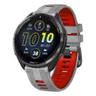 For Garmin Forerunner 965 Two Color Steel Buckle Silicone Watch Band(Grey Red) - 1