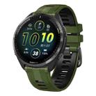 For Garmin Forerunner 965 Two Color Steel Buckle Silicone Watch Band(Army Green Black) - 1