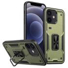 For iPhone 12 Ring Holder PC Hybrid TPU Phone Case(Olive Green) - 1