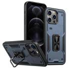 For iPhone 12 Pro Max Ring Holder PC Hybrid TPU Phone Case(Navy Blue) - 1