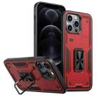 For iPhone 12 Pro Max Ring Holder PC Hybrid TPU Phone Case(Red) - 1
