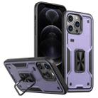 For iPhone 12 Pro Max Ring Holder PC Hybrid TPU Phone Case(Purple) - 1