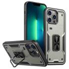 For iPhone 13 Pro Ring Holder PC Hybrid TPU Phone Case(Titanium Grey) - 1