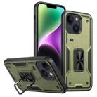 For iPhone 14 Plus Ring Holder PC Hybrid TPU Phone Case(Olive Green) - 1