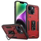 For iPhone 14 Plus Ring Holder PC Hybrid TPU Phone Case(Red) - 1