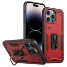 For iPhone 14 Pro Ring Holder PC Hybrid TPU Phone Case(Red) - 1